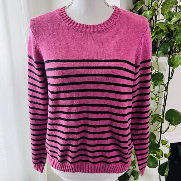 Philosophy Republic Clothing *Wool Blend* Hot Pink & Black Striped Sweater - Med - Picture 1 of 8
